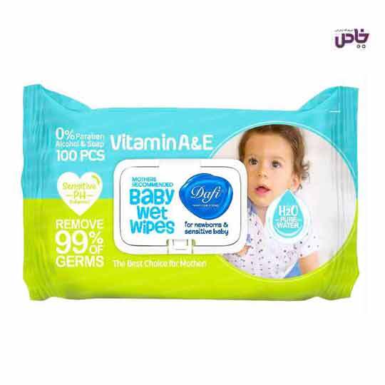 دستمال مرطوب کودک دافي 100 برگي سبزآبي