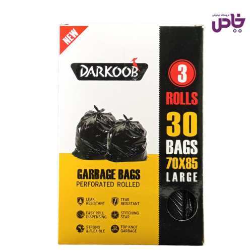 کيسه زباله رولي دارکوب سايز بزرگ جعبه اي مشکي 30عد