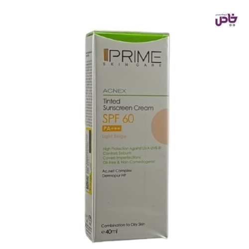 ضدافتاب پرايم spf60 رنگي بژ روشن مختلط چرب 40ميل